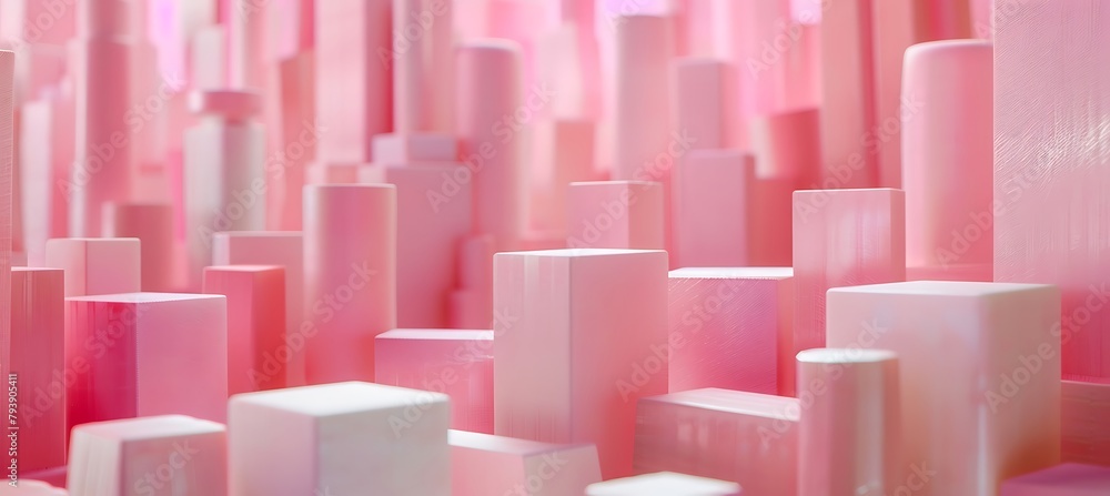 Poster Pink Cubic Patterns: Abstract Elegance in Ultrawide Banner Background, Creating a Captivating Visual Symphony