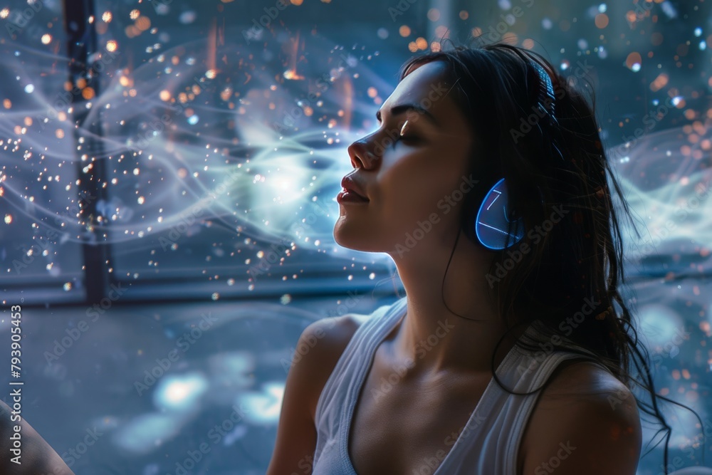 Poster calm affirmation for deep dreaming and sleep normalization: inner sleep techniques with mindful brai