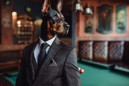 man with Doberman head