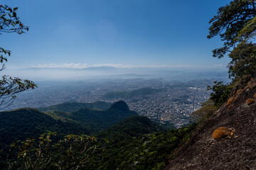 Incredible view of the wonderful city of Rio de Janeiro. Pico da Tijuca offers tourists and...