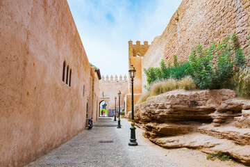 Kasbah of Udayas fortress in Rabat Morocco. Kasbah Udayas is ancient attraction of Rabat Morocco,...