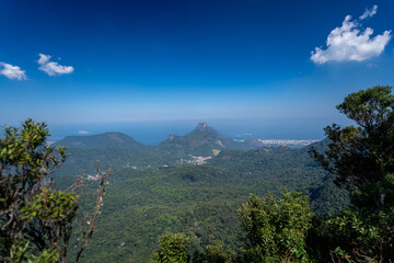 Incredible view of the wonderful city of Rio de Janeiro. Pico da Tijuca offers tourists and...