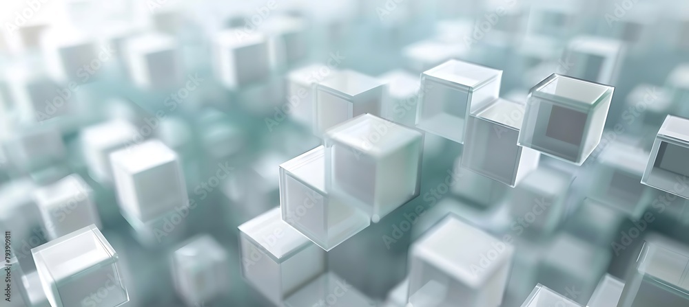 Aufkleber white cubic patterns: abstract ultrawide banner background with intriguing geometric designs for a m