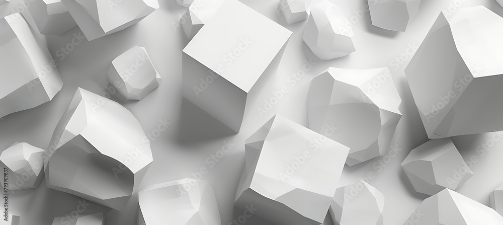 Aufkleber white cubic patterns: abstract ultrawide banner background with intriguing geometric designs for a m