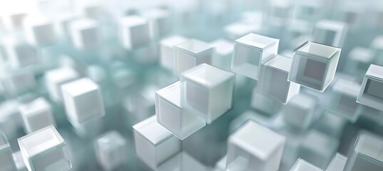 Obraz premium White Cubic Patterns: Abstract Ultrawide Banner Background with Intriguing Geometric Designs for a Modern Aesthetic