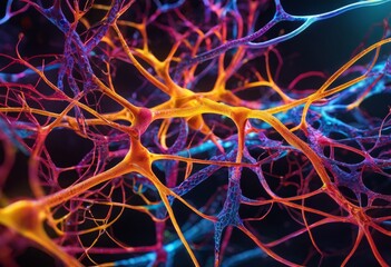 illustration, exploring complex network neurons neurotransmitters within human brain, exploration, connection, inside, person, cerebral, mind, tangled - obrazy, fototapety, plakaty