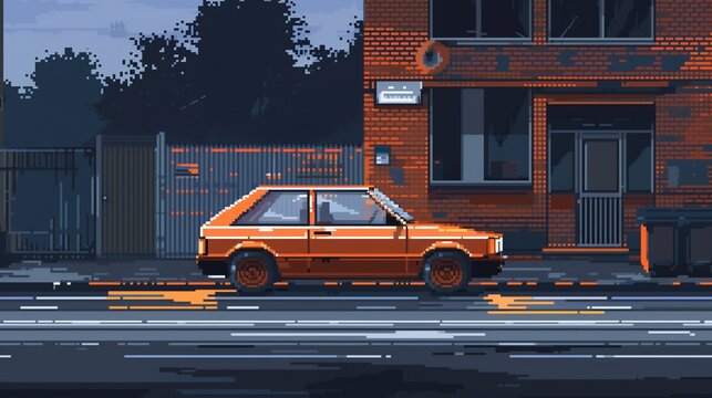 A car in pixel style