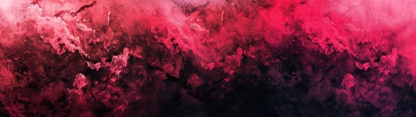 Abstract textured aquarelle canvas for modern creative design. Bright light pink ink watercolor on black background.