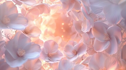 Delicateflowers in mid-air, embodying an ethereal and dreamlike dance in soft light.