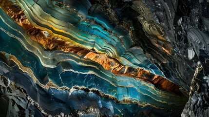 Obraz premium Mesmerizing Mineral Veins in an Otherworldly Subterranean Cave
