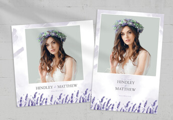 Lavender Wedding Photo Card Template - obrazy, fototapety, plakaty