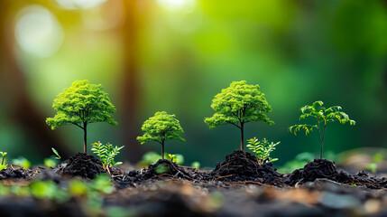 Group of small trees growing in the ground.