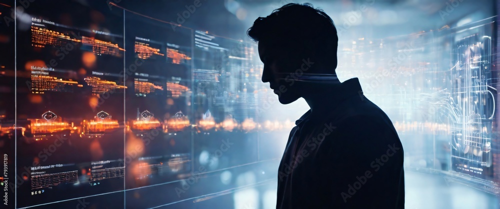 Poster showcase the mesh wire frame hand accuracy and speed of ai technology in data analysis by creating a