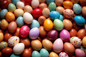 Fototapeta na wymiar Colorful assorted easter eggs, festive celebration tradition, variety and diversity