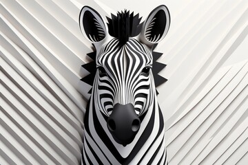 Obraz premium black and white zebra paper art illustration