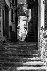 Magic of the Cinque Terre. Corniglia in black and white