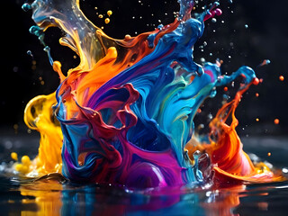 Viscous oil paint with splashes Abstract style splash, blast, splash. Beautiful pastel colors. - obrazy, fototapety, plakaty