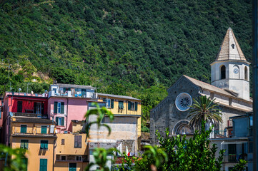 Magic of the Cinque Terre. Colors of the houses and the sea of ​​Corniglia