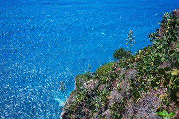 Magic of the Cinque Terre. Colors of the houses and the sea of ​​Corniglia