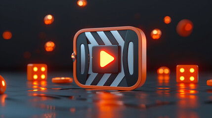 Video player icon, social media live streaming, real-time digital streaming multimedia player concept illustration