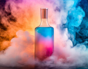 Alcohol liquor drink bottle bar isolated luxury decanter vibrant smoke photograph