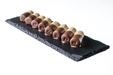 crispy dessert wafer rolls on a white background