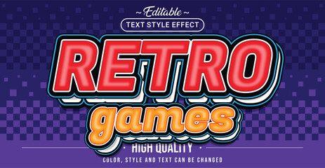 Editable text style effect - Retro Games text style theme.