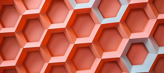 Vibrant Orange Hexagons: Abstract Patterns in a Wide Spectrum. Perfect for Ultrawide Banners and Backgrounds
