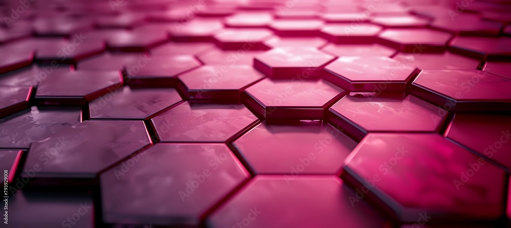 Poster pink hexagon abstraction: vibrant patterns in an ultrawide banner background