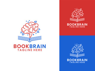 Simple minimalist brain and book logo design