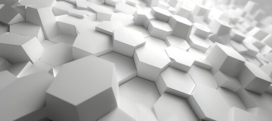 White Hexagonal Patterns: Abstract Ultrawide Banner Background with Intriguing Geometry