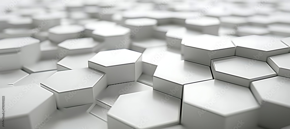 Poster white hexagonal patterns: abstract ultrawide banner background with intriguing geometry