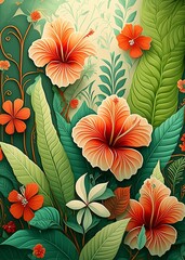 Generated image of a floral background with vibrant colors.
