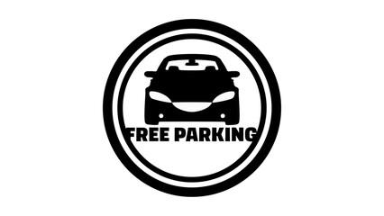 Obraz premium Free parking sign, black isolated silhouette