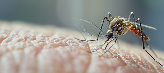  Mosquito sucking human blood, Mosquitoes in tropical forest Insect repellent, Malaria, and dengue fever prevention