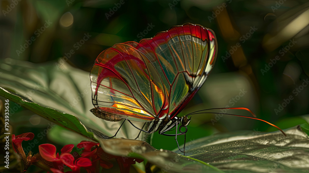 Poster the image features a stunning, iridescent butterfly with vibrant colors and intricate patterns again