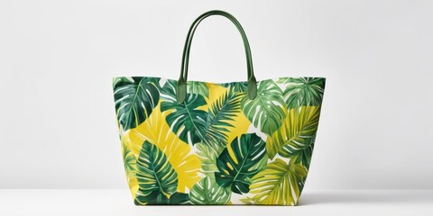 Tropical shopping bag in white background