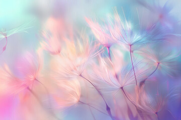 grass flower blooming with colorful filter effect, fresh spring nature wallpaper abstract background