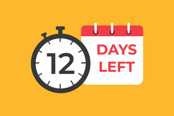 12 days to go countdown template. 12 day Countdown left days banner design. 12 Days left countdown timer