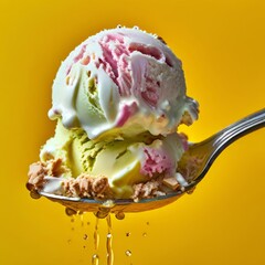 Summer dessert: ice cream in a spoon