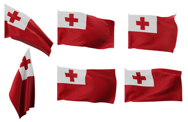 Large pictures of six different positions of the flag of Tonga