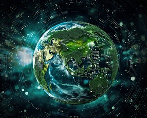 Obraz premium Circuit board planet Earth