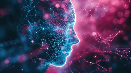 AI Language model,machine learning concept with brain data algorithm and network information process connection for global business technology