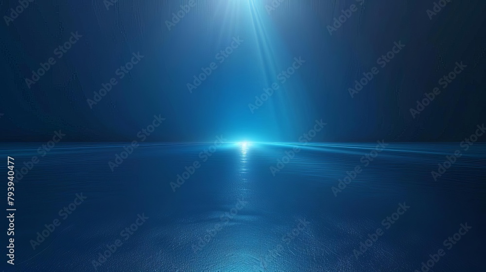 Poster abstract blue gradient background with grainy texture and glowing light empty space illustration