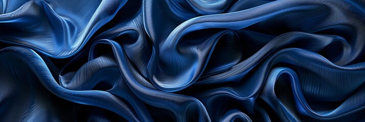 Obraz premium Luxurious Blue Fabric Folds Depth Fashion Wallpaper