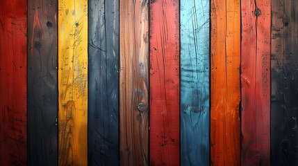 A wooden fence painted in many bright colors