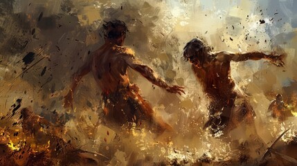 biblical tragedy cain and abels sibling rivalry leads to murder and sins consequences concept illustration