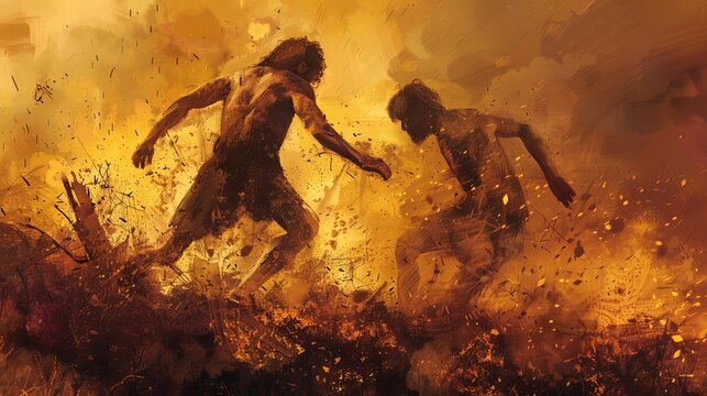 biblical tragedy cain and abels sibling rivalry leads to murder and sins consequences concept illustration