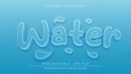 Water 3d editable text effect. Realistic water mockup template 