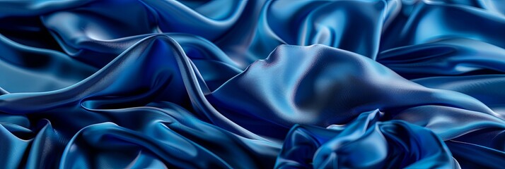 Obraz premium Luxurious Blue Fabric Folds Depth Fashion Wallpaper